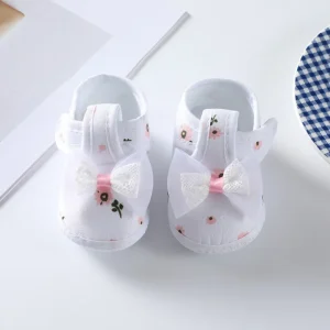 Chaussures bébé fille à semelle souple et nœud fleuri - 1Lovebaby