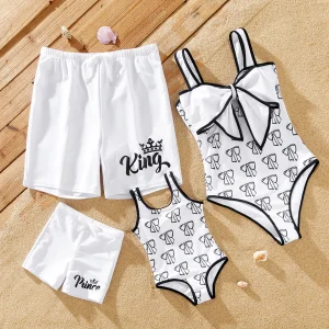 Ensemble maillot de bain à cordon de serrage et short de bain à motif nœud