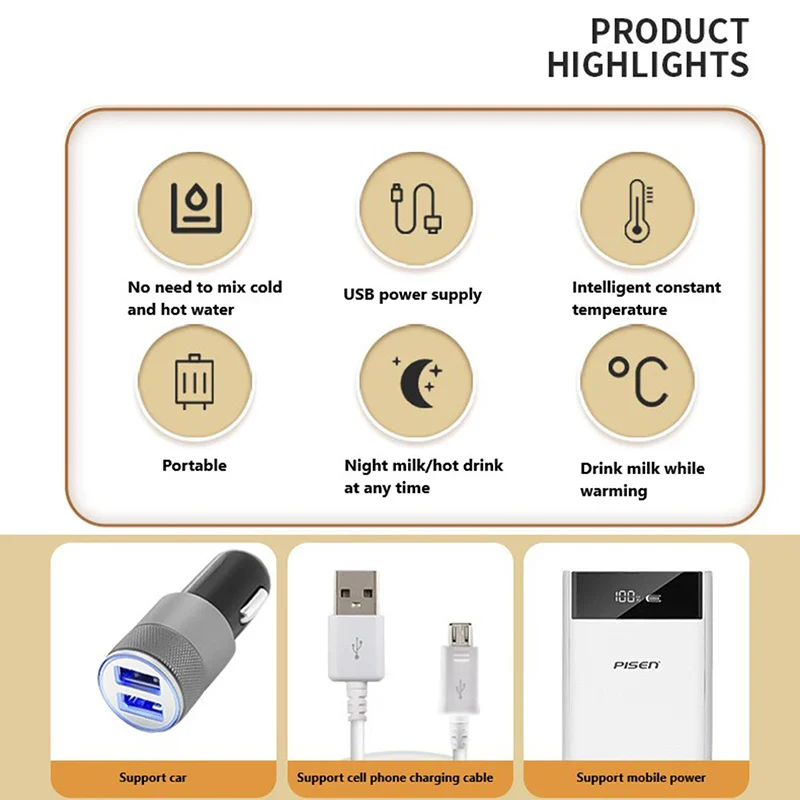 Chauffe-lait USB et sac isotherme - Chauffe-biberon portable – Image 5