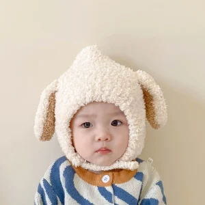 Chapeau en peluche pour bébé avec oreilles de lapin mignonnes