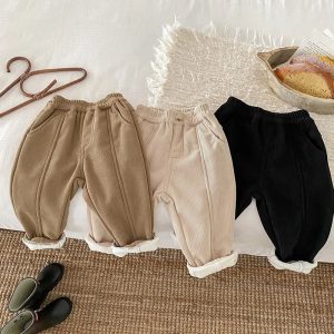 Pantalon d'hiver chaud pour enfant - Pantalon en velours côtelé doublé polaire (1-6 ans)