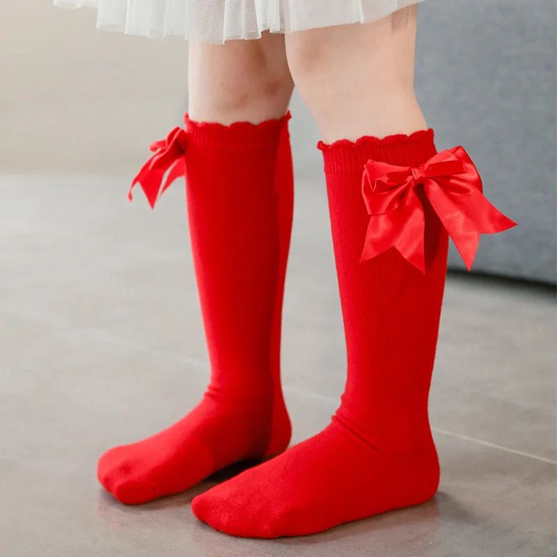 Chaussettes hautes pour enfants avec gros nœud (nouveau-né à 7 ans) – Image 5