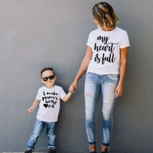 T-shirt « Mon cœur est plein » / « Je remplis le cœur de maman » : T-shirts assortis pour maman et enfant