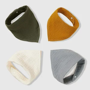 Bavoirs en coton bio : lot de 4 bavoirs super absorbants pour bébés