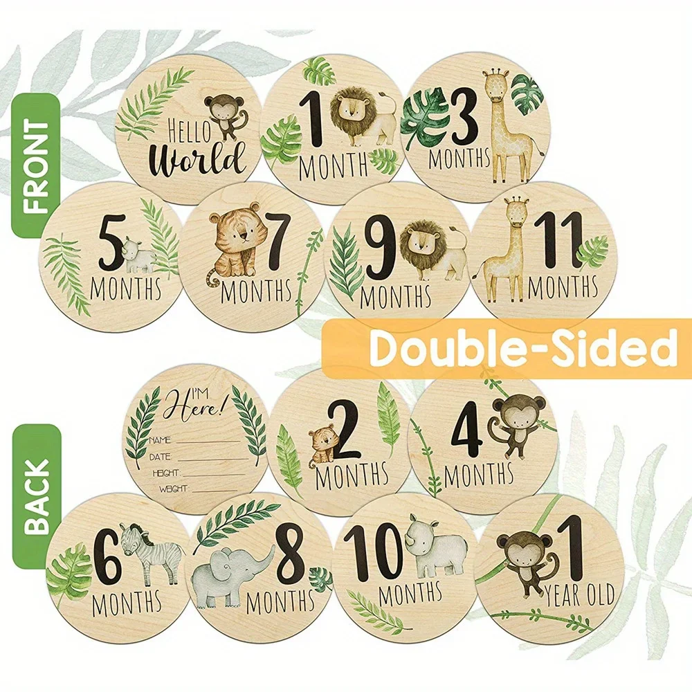 Cartes mensuelles en bois pour bébé - Ensemble de 7 pièces – Image 4