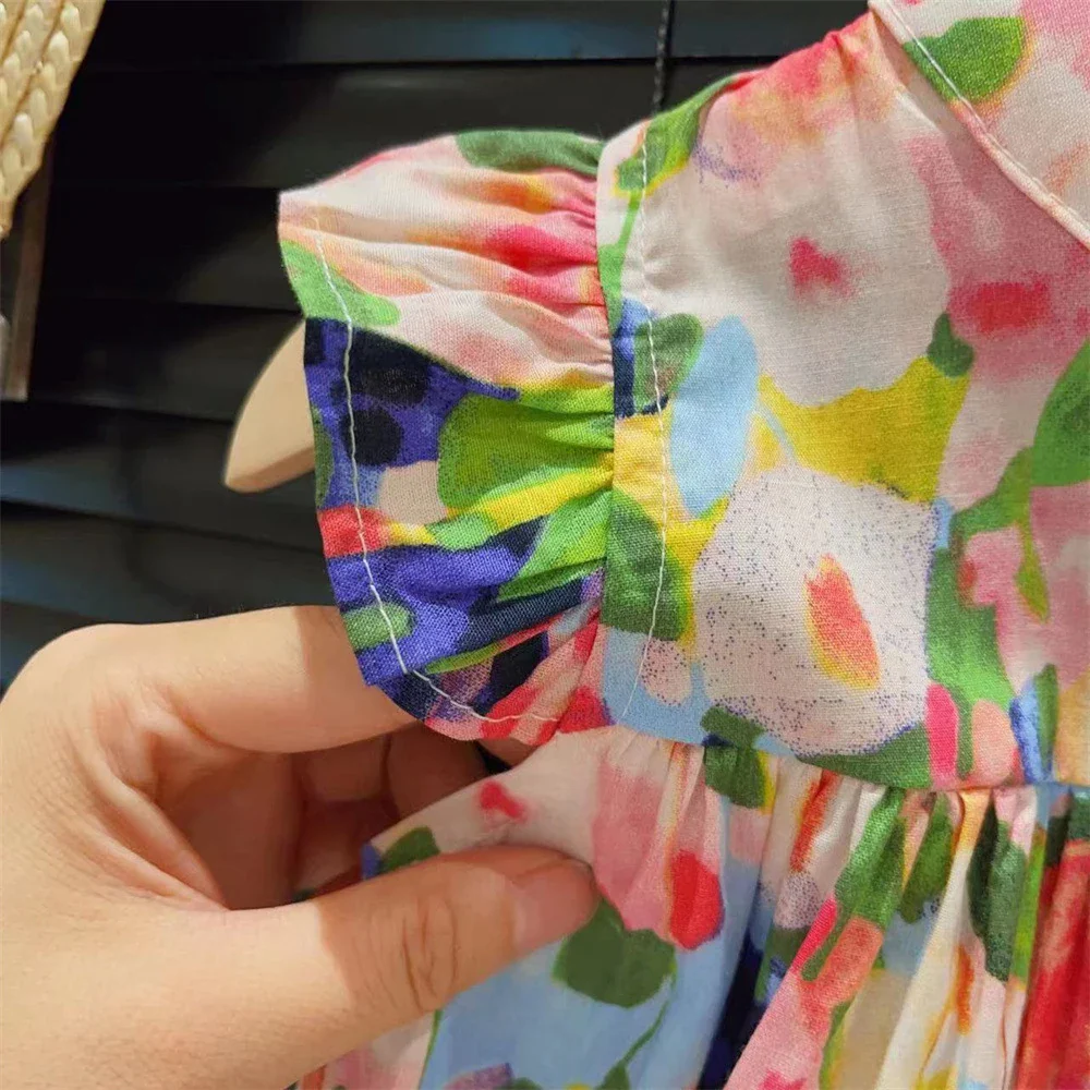 Robe à manches volantes et imprimé floral pour fille – Image 5