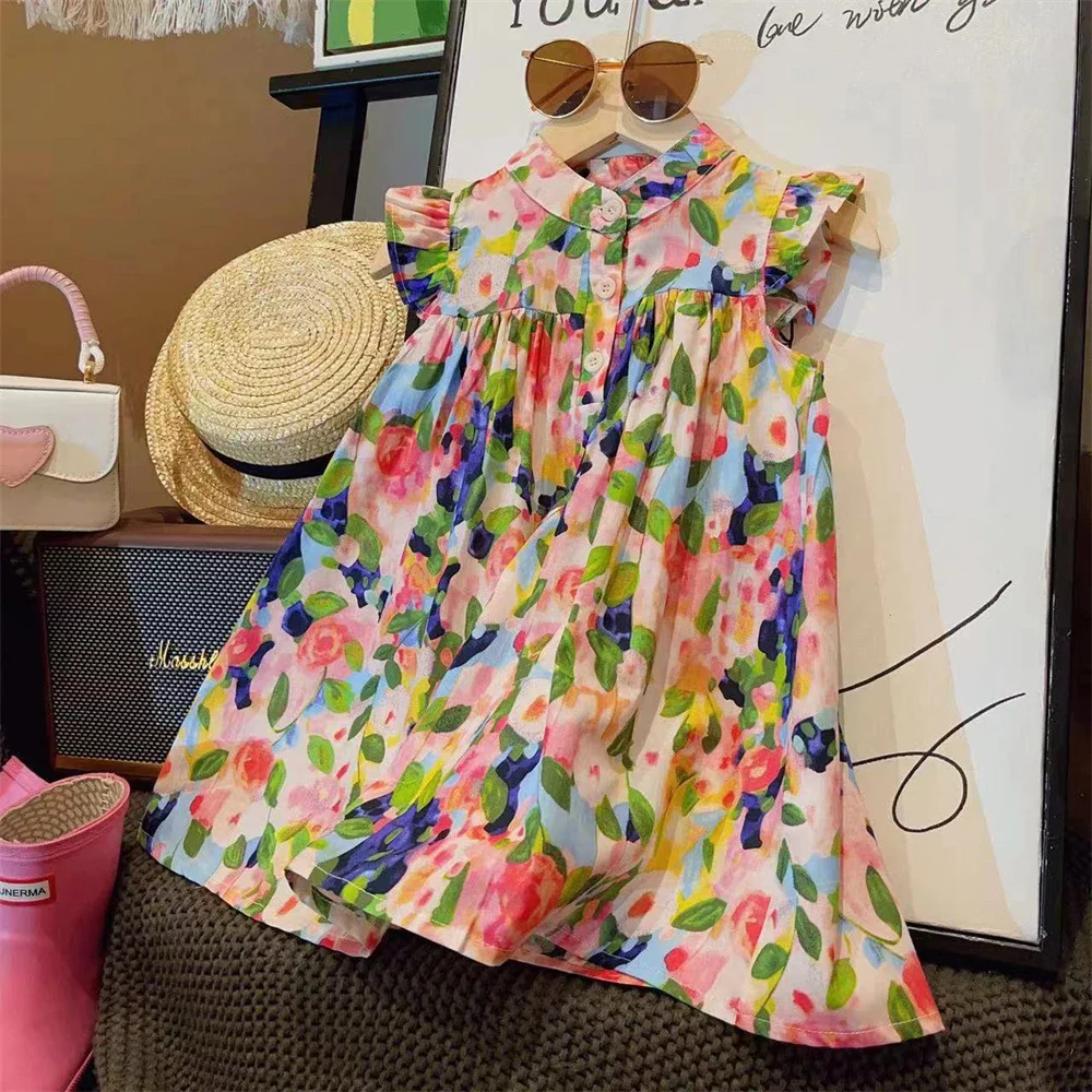 Robe à manches volantes et imprimé floral pour fille – Image 4