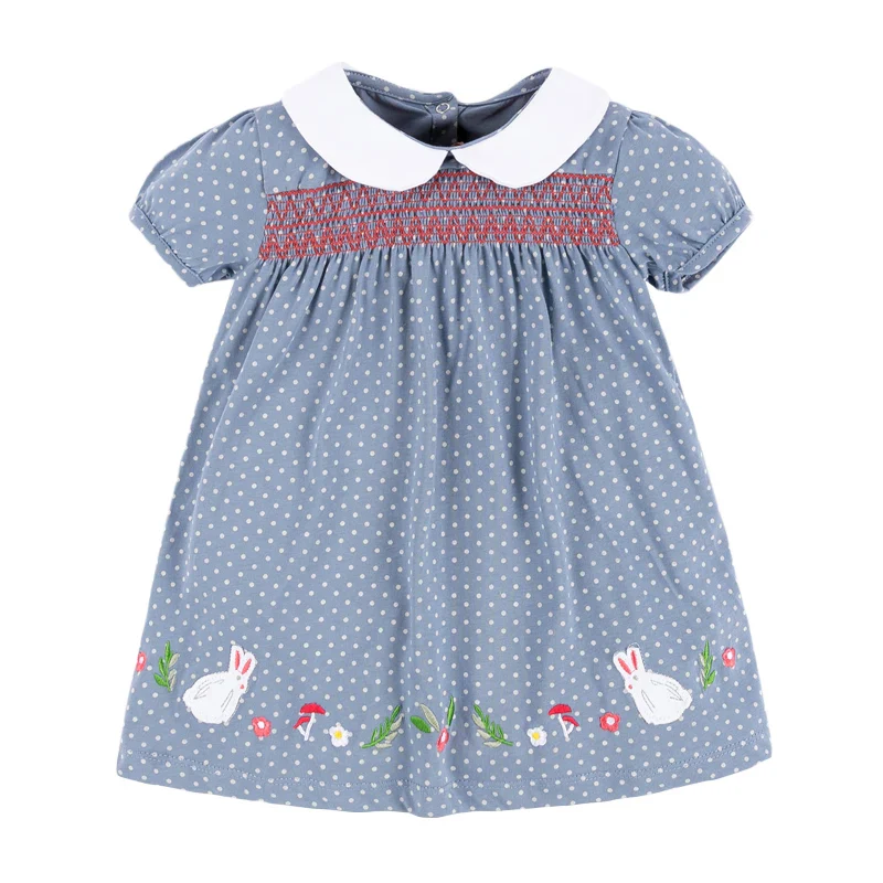 Vêtements bébé fille en coton à motif lapin appliqué : tenues décontractées d'été – Image 8