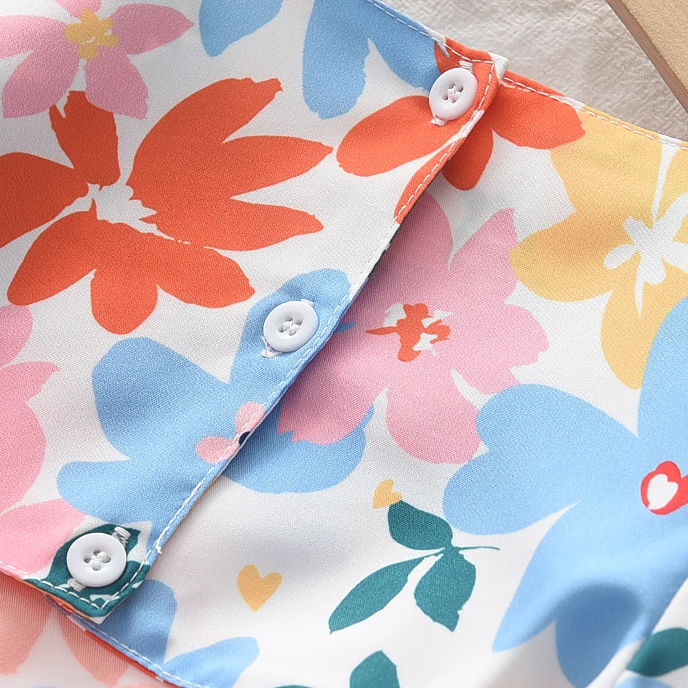 Robes fleuries d'été : Robes colorées à manches courtes pour filles – Image 3
