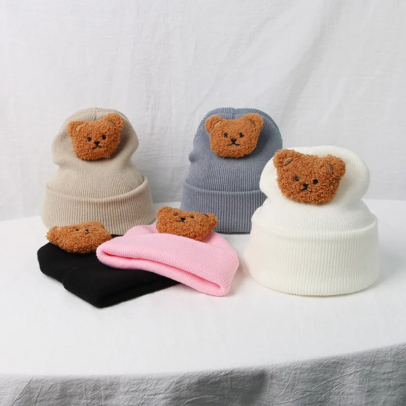 Bonnet tricoté ours dessin animé pour bébé – Chaleur hivernale pour les tout-petits – Image 3