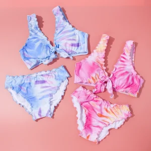 Maillot de bain 2 pièces pour fille : bikini fendu pour enfants de 3 à 6 ans
