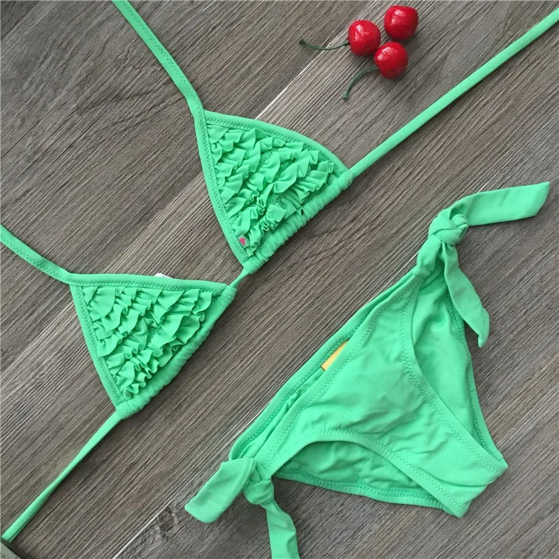 Maillots de bain d'été pour filles : bikini Falbala uni pour 8 à 14 ans – Image 2