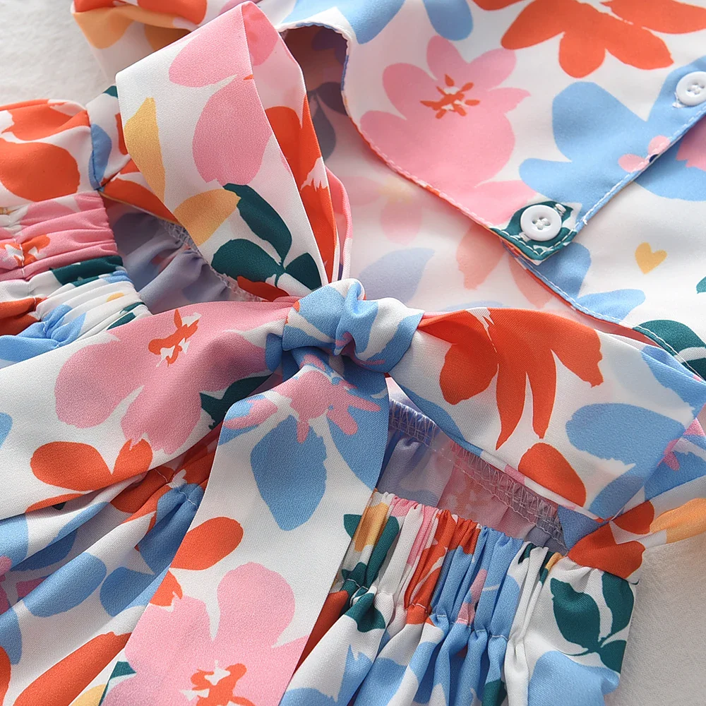 Robes fleuries d'été : Robes colorées à manches courtes pour filles – Image 4