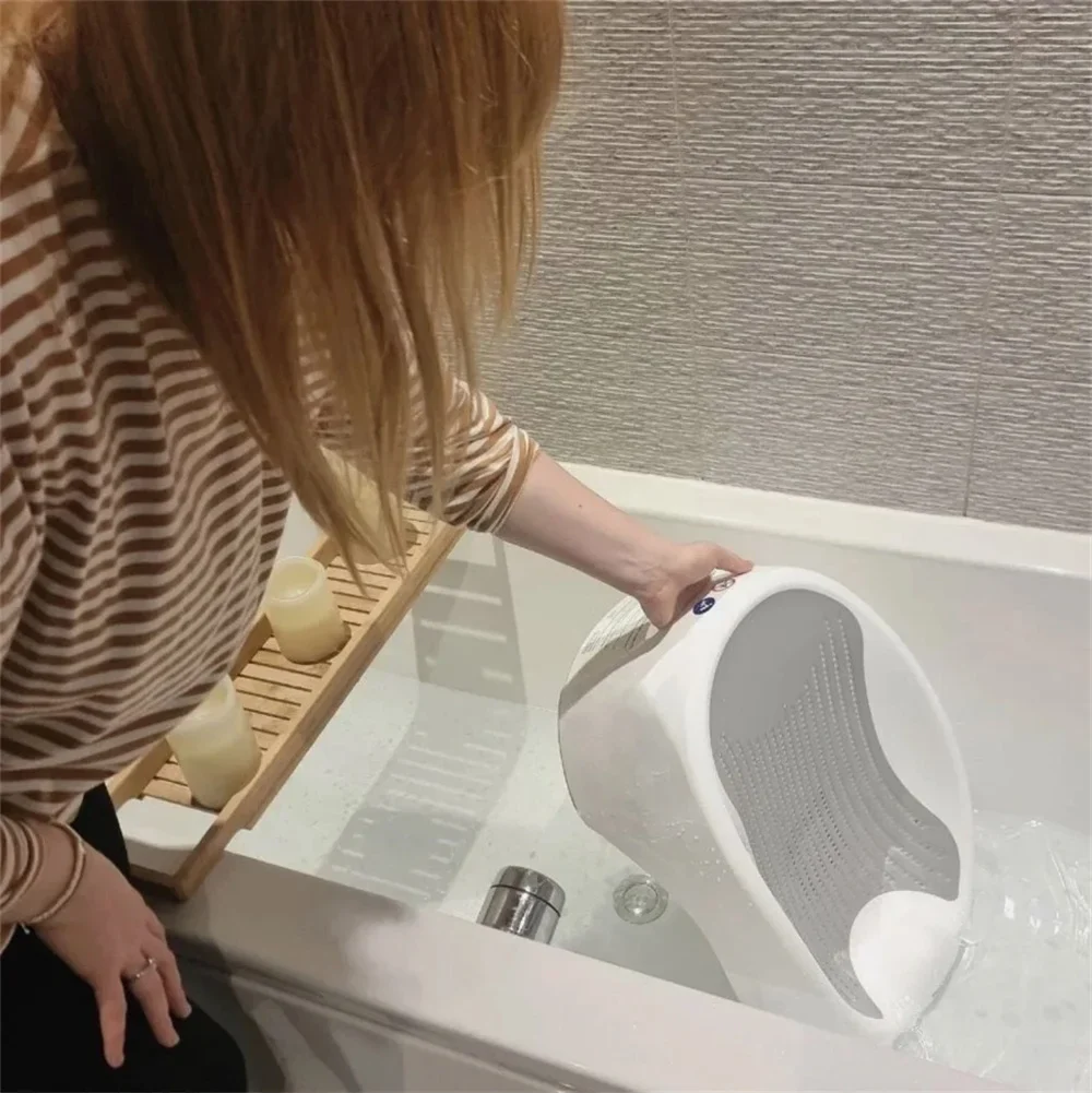 Support de bain bébé en maille douce et rehausseur, base antidérapante, inclinaison ergonomique pour nouveau-nés et nourrissons (0-12 mois), convient aux baignoires et éviers – Image 5