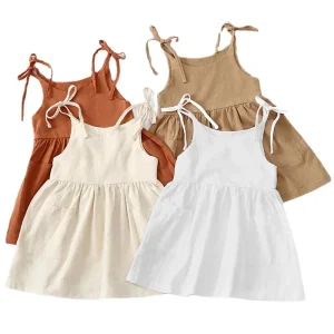 Robe d'été sans manches en coton pour petites filles