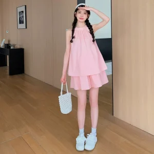 Ensemble de maternité d'été – Débardeur babydoll mignon avec short blanc, vêtements de grossesse élégants