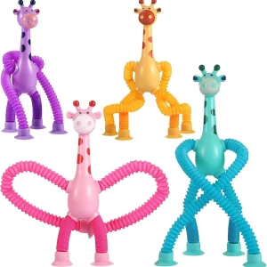 Ensemble de jouets girafe à ventouse télescopique 4 pièces