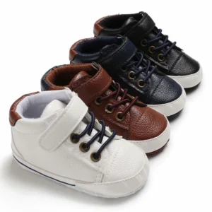 Chaussures de sport en cuir à semelle souple pour bébé garçon