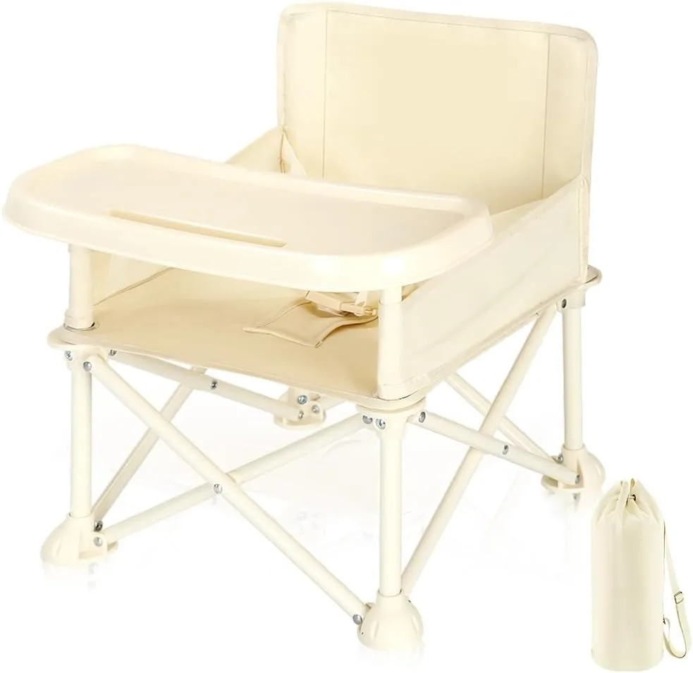 Chaise haute ultra-portative et pliable avec plateau détachable et ceinture de sécurité, siège de repas compact pour le camping, les sorties au restaurant et une utilisation intérieure/extérieure – Image 8