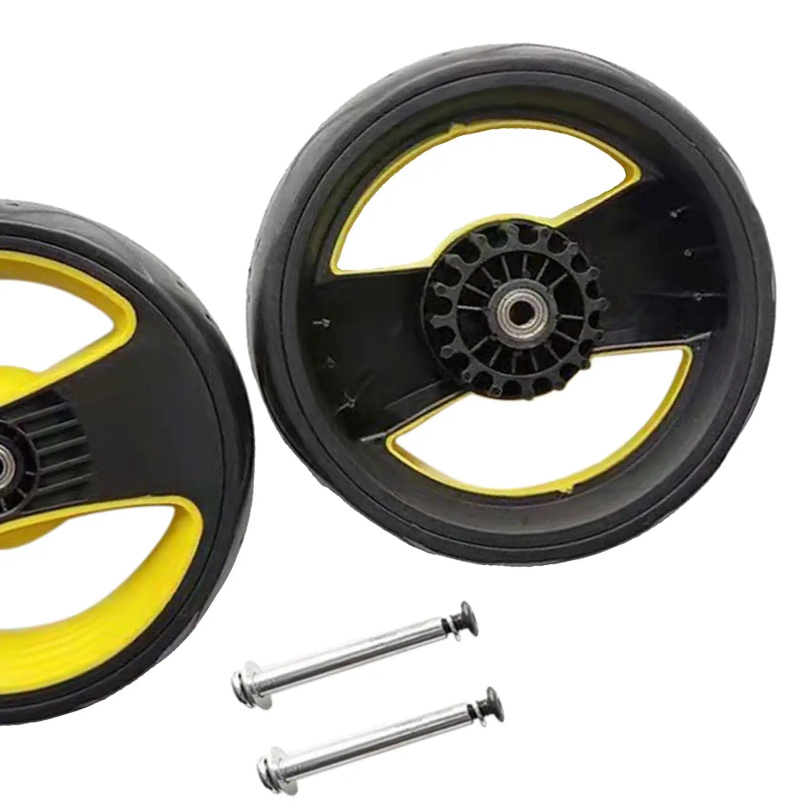 Remplacement universel de roues pour poussette bébé, pièces de rechange durables en PU/caoutchouc pour landau, diamètre 17 cm avec trou d'axe de 8 mm (2 pièces) – Image 5