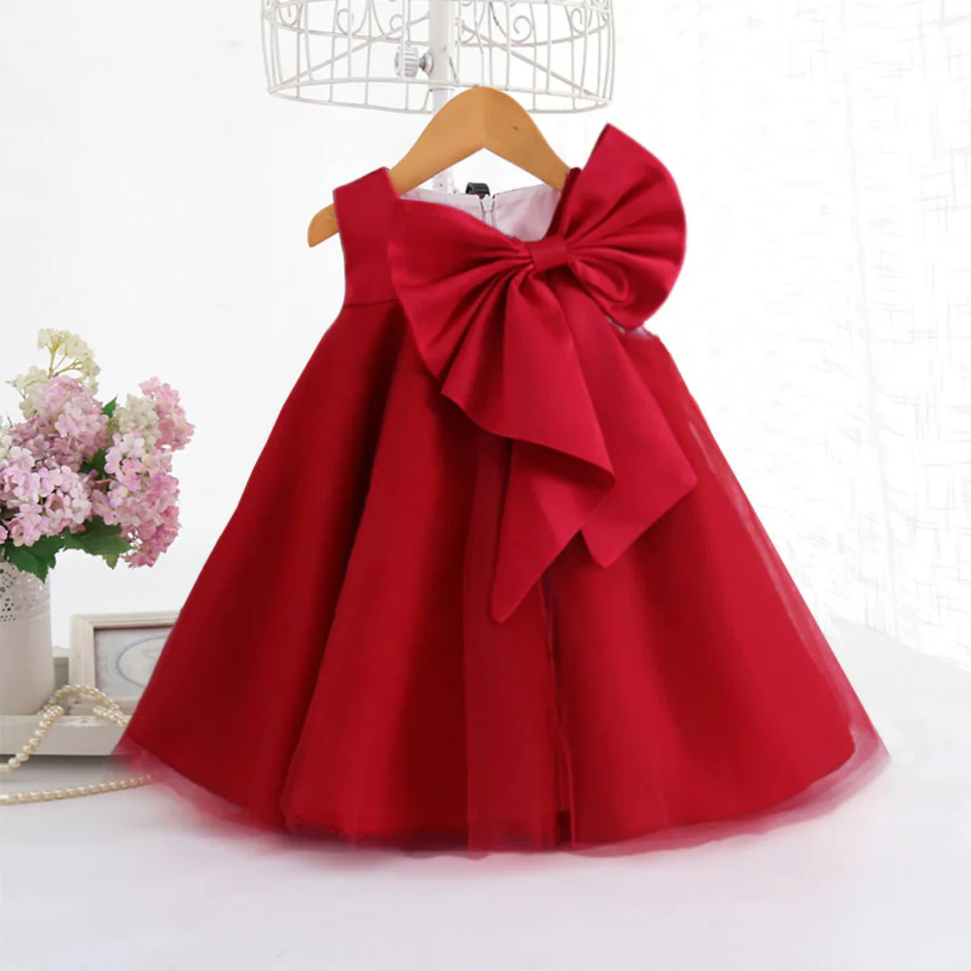 Robe de cocktail sans manches à gros nœud – Image 2