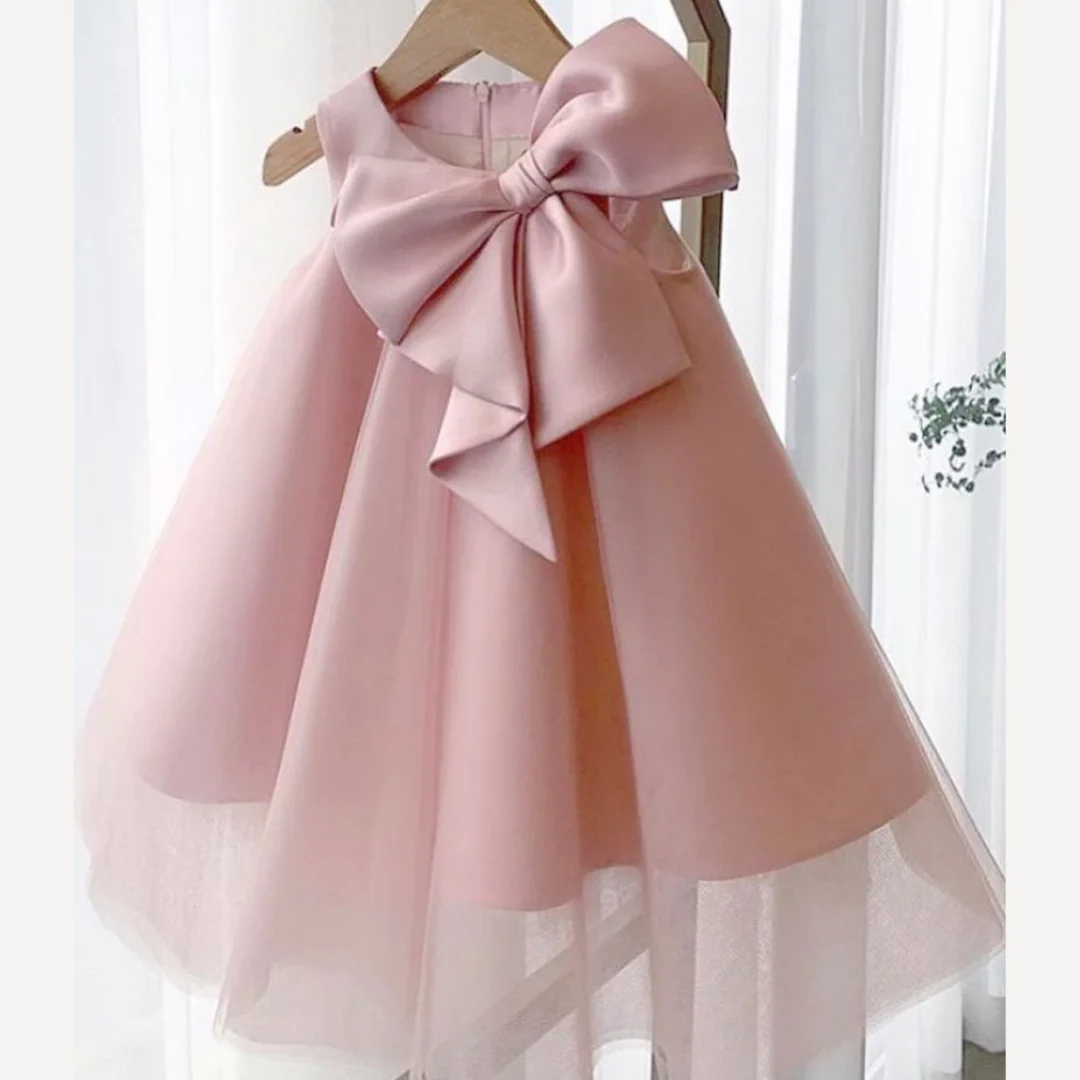Robe de cocktail sans manches à gros nœud – Image 3