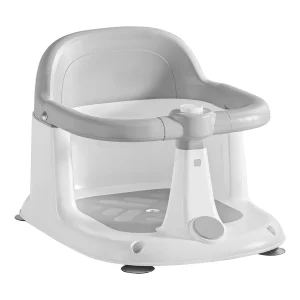 Siège de bain bébé vertical (6-24 mois) avec garde-corps rotatif à 360°, bouton sonore, dossier ergonomique et 4 ventouses puissantes