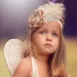 Bandeau en dentelle à plumes de rose vintage