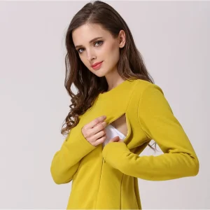 Sweat à Capuche d’Allaitement en Polaire – Pull Maternité Douillet pour Mamans Allaitantes, Haut Décontracté Grossesse & Post-Partum