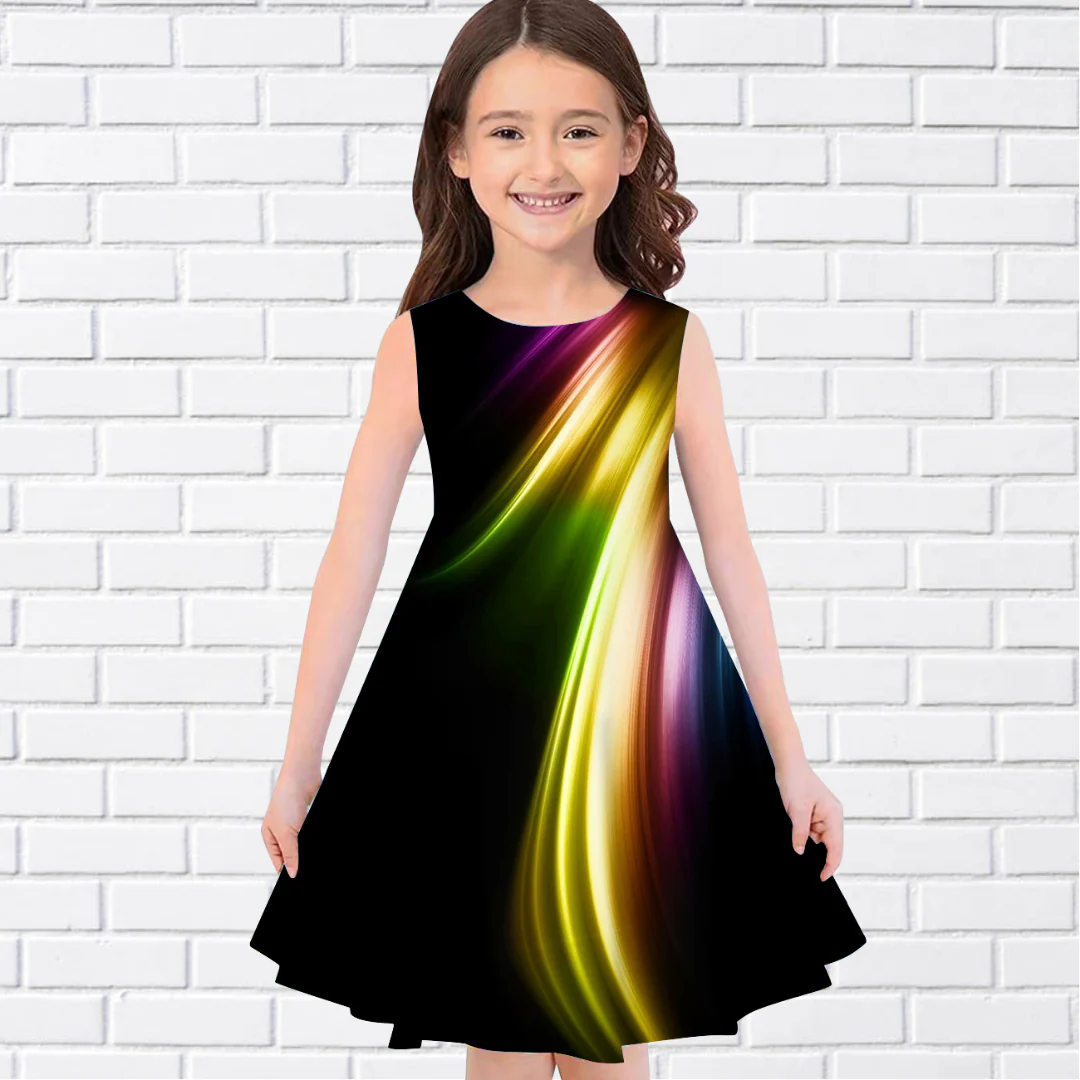 Robe d'été pour fille à imprimé lumières colorées – Image 5