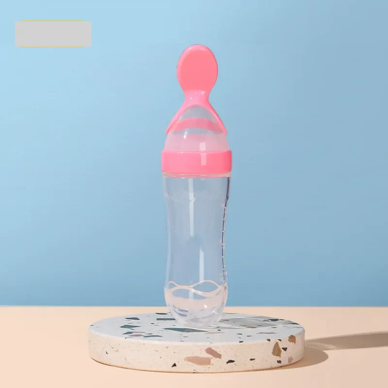 Cuillère d'apprentissage et biberon en silicone pour bébé – Image 2