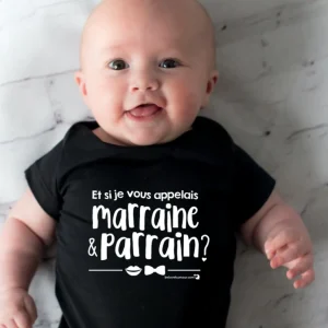 Cache-couche Et si je vous appelais marraine et parrain? NOIR
