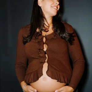 Cardigan à volant léger chocolat