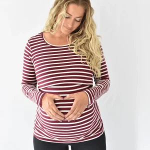 Chandail Jenny manches longues rayures bourgogne