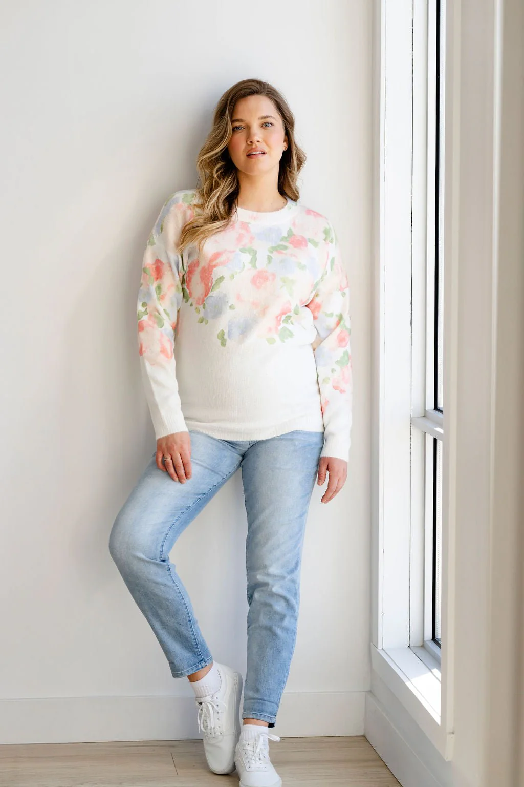 Chandail lainage Pêche floral