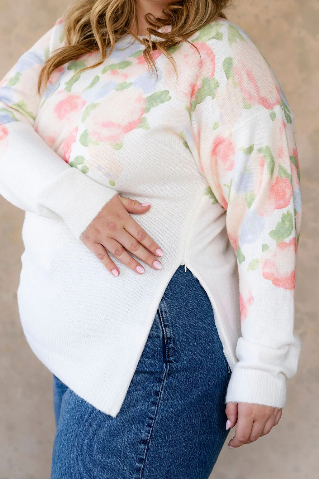 Chandail lainage Pêche floral – Image 2