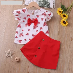 Vêtements à imprimé cœur pour bébé fille