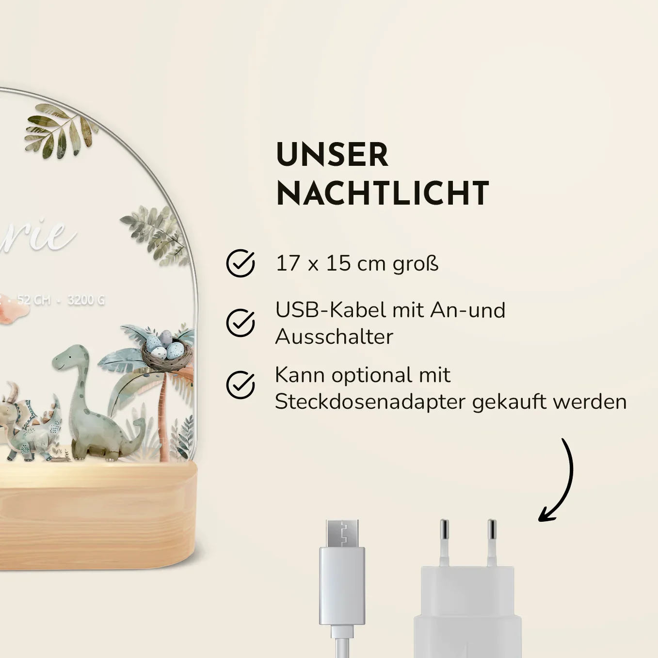 Veilleuse personnalisée "Dinosaure" – Image 7