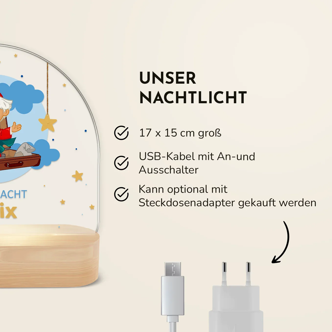 Personalisiertes Nachtlicht "Unser Sandmännchen" - "Gute Nacht" – Image 7