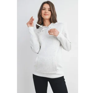 Haut maternité allaitement à capuchon gris doux