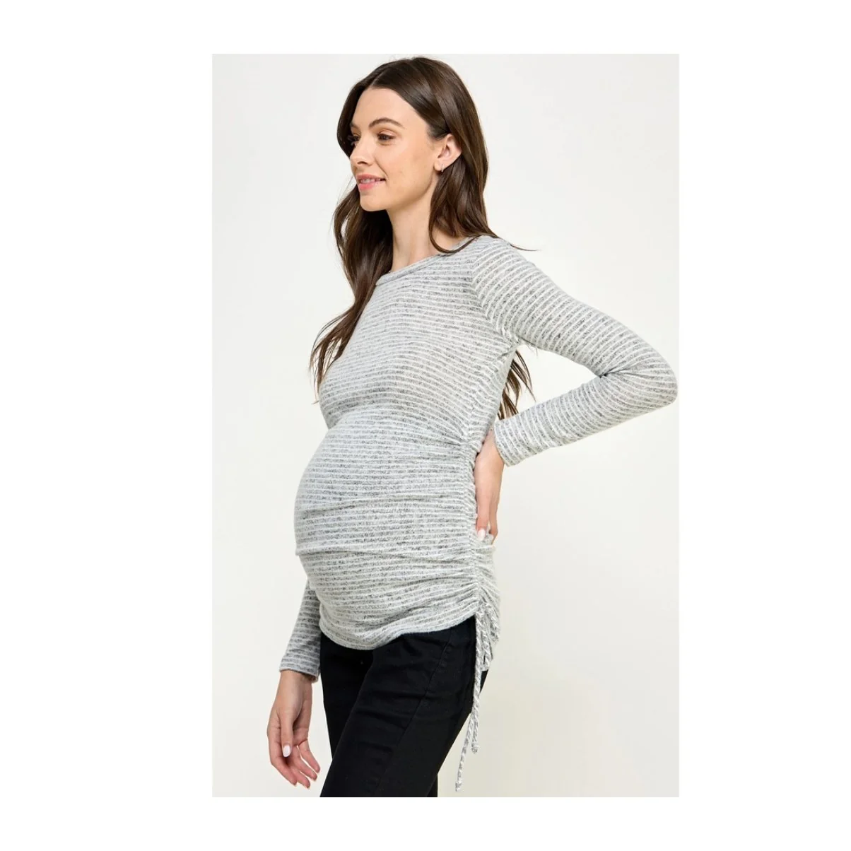 Haut maternité manches longues gris/blanc