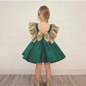 Robe de Noël à paillettes et nœud