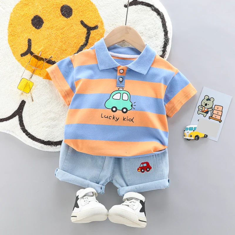 Ensemble polo bébé + short en jean de haute qualité – Image 6