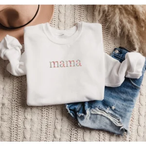 Ouaté col rond MAMA (brodé) SABLE