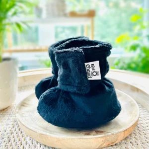 Pantoufles minky marine sans relief