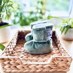 Pantoufles minky sauge sans relief