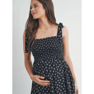 Robe maternité fleurie noire