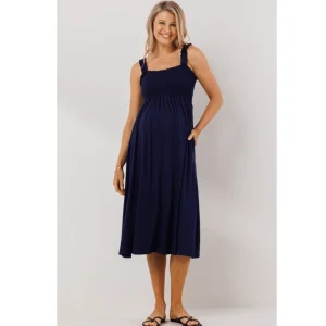 Robe maternité marine bretelles larges