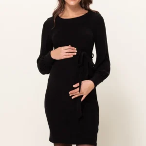 Robe maternité noire manches bouffantes