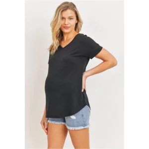 T-shirt maternité noir à dos ouvert
